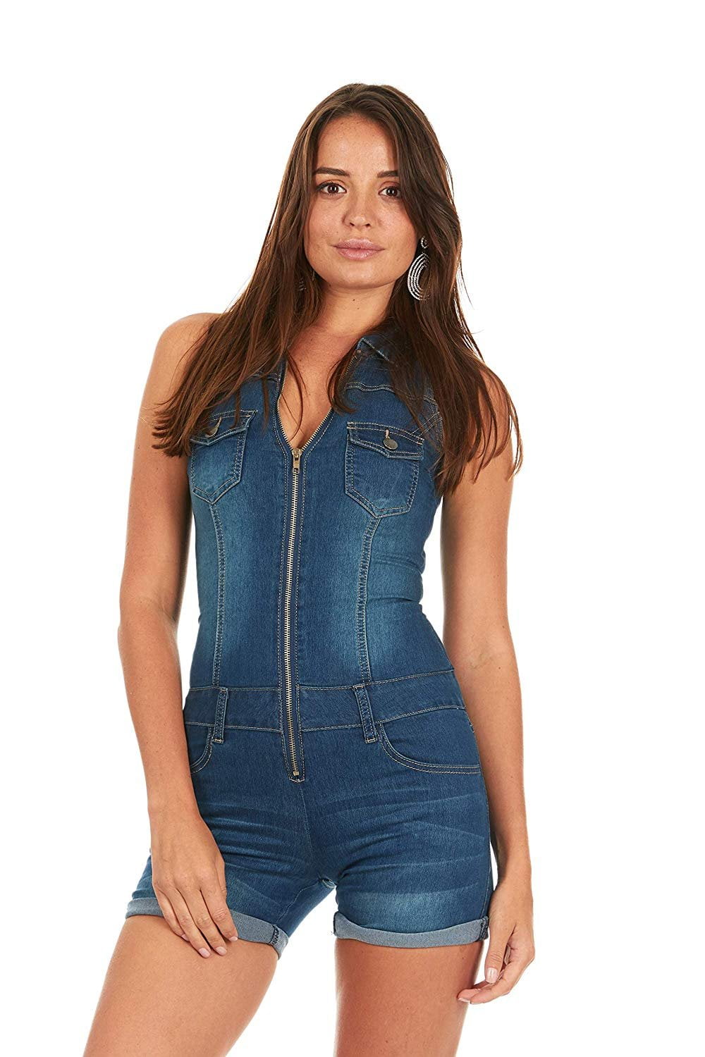 dark denim romper