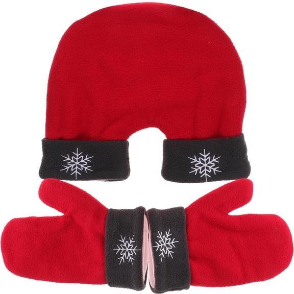 HOOWIFFY 3Pcs Couple Gloves Set Red Warm Winter Mittens for Men and Women Christmas