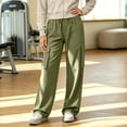 thumbnail image 2 of TEAJOPSUU Womens Wide Leg Cargo Pants Twill Drawstring Waist Side Pocket Pants Relaxed Fit Casual Outdoor Trousers for Hiking Everyday Olive Green, 2 of 9