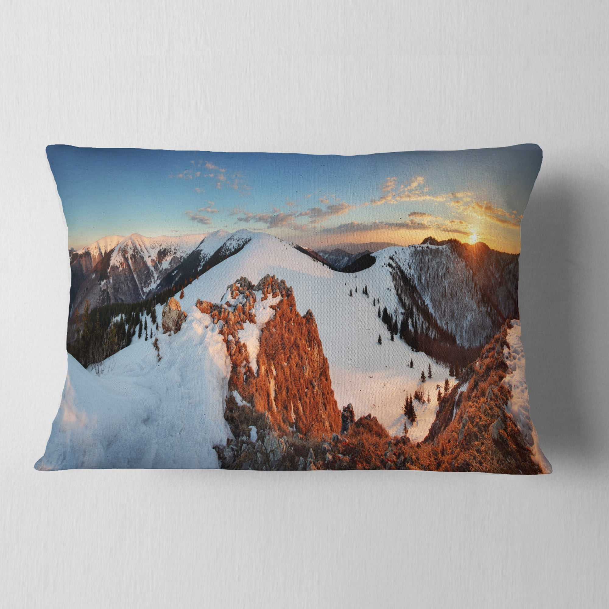Designart 12" x 20" Red Polyester Throw Pillow