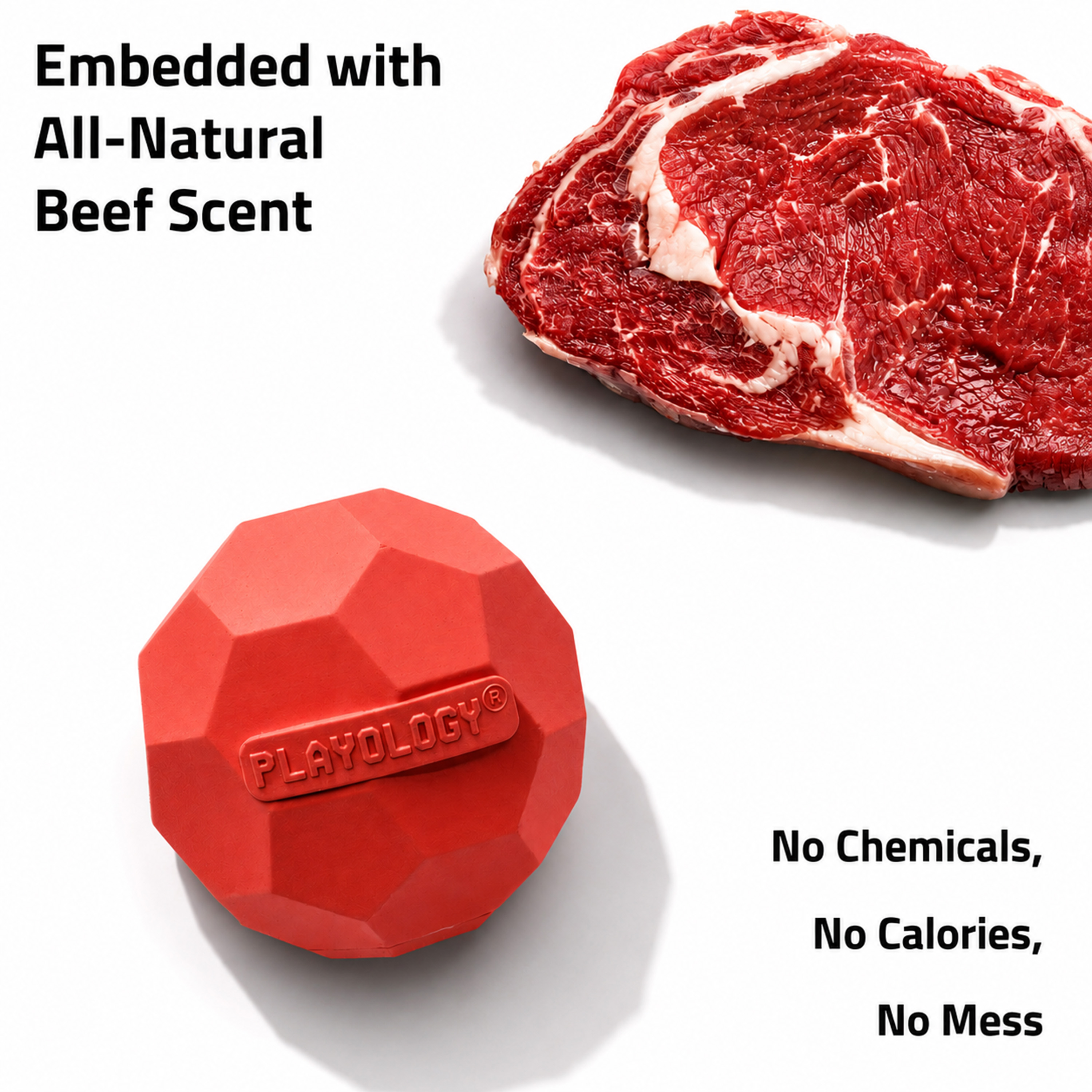Playology Squeaky Texture Ball Beef Scented Toy, 3-pack, Small photo 4