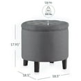 thumbnail image 5 of Belleze Nailhead Round Tufted Storage Ottoman Large Footrest Stool Lift Top, Gray, 5 of 6