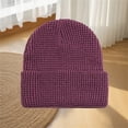 thumbnail image 7 of Women's Waffle Knit Beanie, Solid Color Rolled Brim Slouchy Hat, Thickened Winter Warm Cuffed Hat for Outdoor, Casual Daily Wear and Gift Hot Pink, 7 of 7