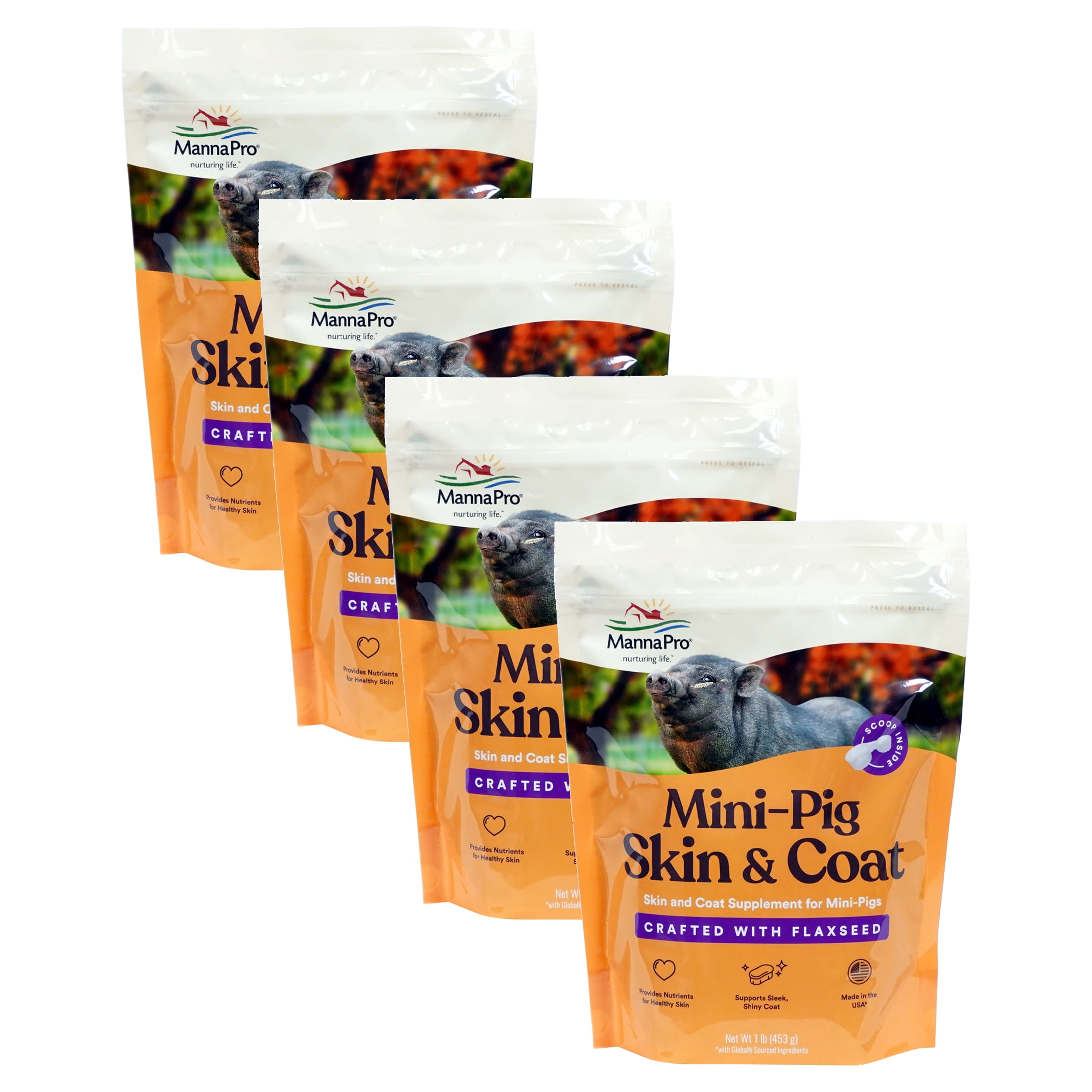 (4 pack) Manna Pro Mini-Pig Skin and Coat Supplement 1 lb