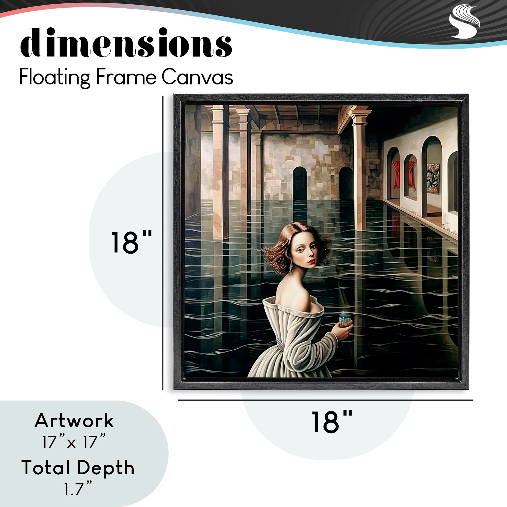Portal Of Reflections Black Framed Floater Canvas Wall Art, design by Sasha