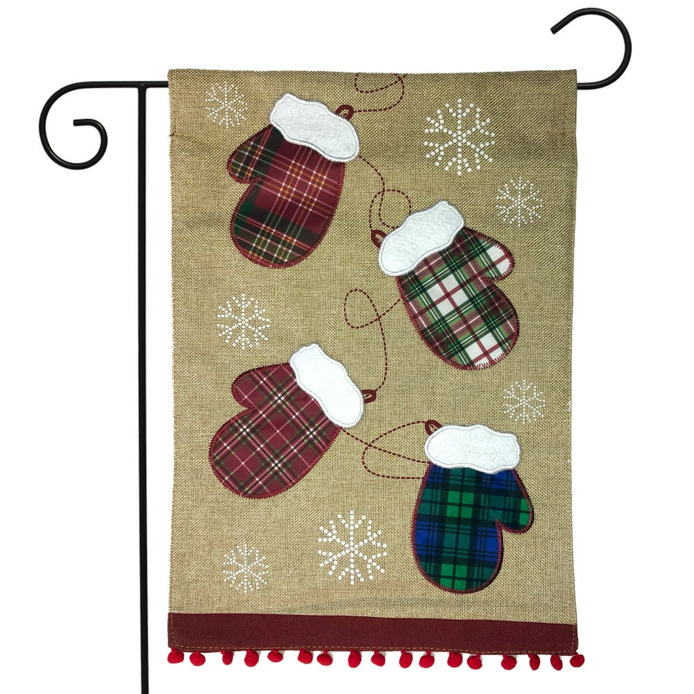 Winter Mittens Burlap Garden Flag 12.5" x 18" Briarwood Lane Walmart