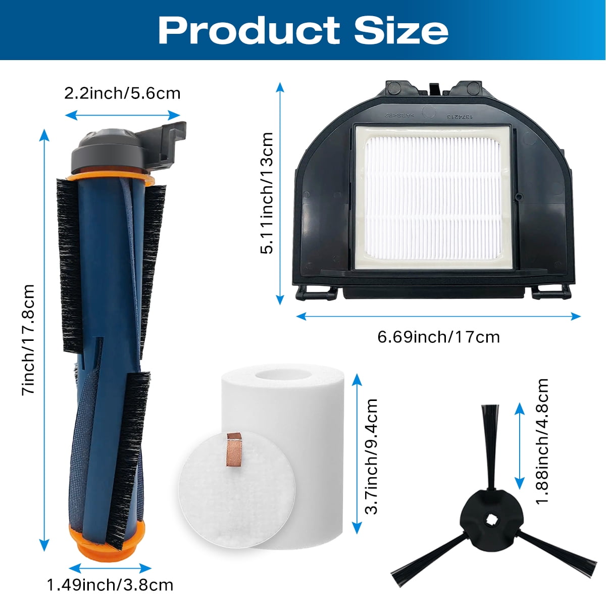 Home Times Replacement Parts Set Compatible with Shark Matrix RV2302AE Robot Vacuum RV2302AE RV2310 RV2310AE AV2310 AV2310AE RV2300 RV2300S RV2320S UR2350AE HEPA Filter Main Brush Side Brushes