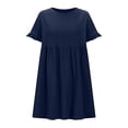 thumbnail image 7 of Delliss Womens Summer Babydoll Elegant Mini Dress Crew Neck Ruffle Sleeve Vacation Beach Swing Trendy Dresses, 7 of 7