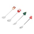 thumbnail image 1 of Navidad Juego de Cubiertos Navideños de 4 Piezas Elegantes Cucharas de Café Navideñas Juego de Tenedores para Bar Café Cocina Decoración de Mesa Regalo Plata, 1 of 8