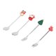 thumbnail image 1 of Navidad Juego de Cubiertos Navideños de 4 Piezas Elegantes Cucharas de Café Navideñas Juego de Tenedores para Bar Café Cocina Decoración de Mesa Regalo Plata, 1 of 8