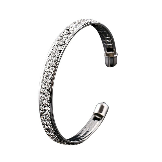 Fiudx Brazalete Abierto con Cristales y Diamantes de Imitación para Mujer.