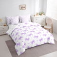 thumbnail image 1 of Erosebridal Kawaii Bow Love Heart Bedding Comforter Set for Girls, Purple Ribbon Full Bedding Set, Reversible, 7pcs, 1 of 5