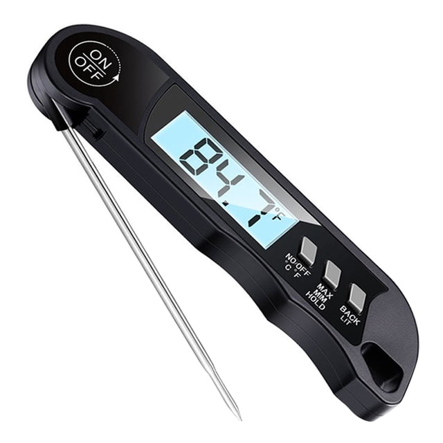 Digital Folding Food Thermometer with Probe Cable, Function, -50℃ to 300℃ Range, ABS & Stainless Steel Construction, Battery-Powered Kitchen Cooking Tool for Grilling and Meat Temperature
