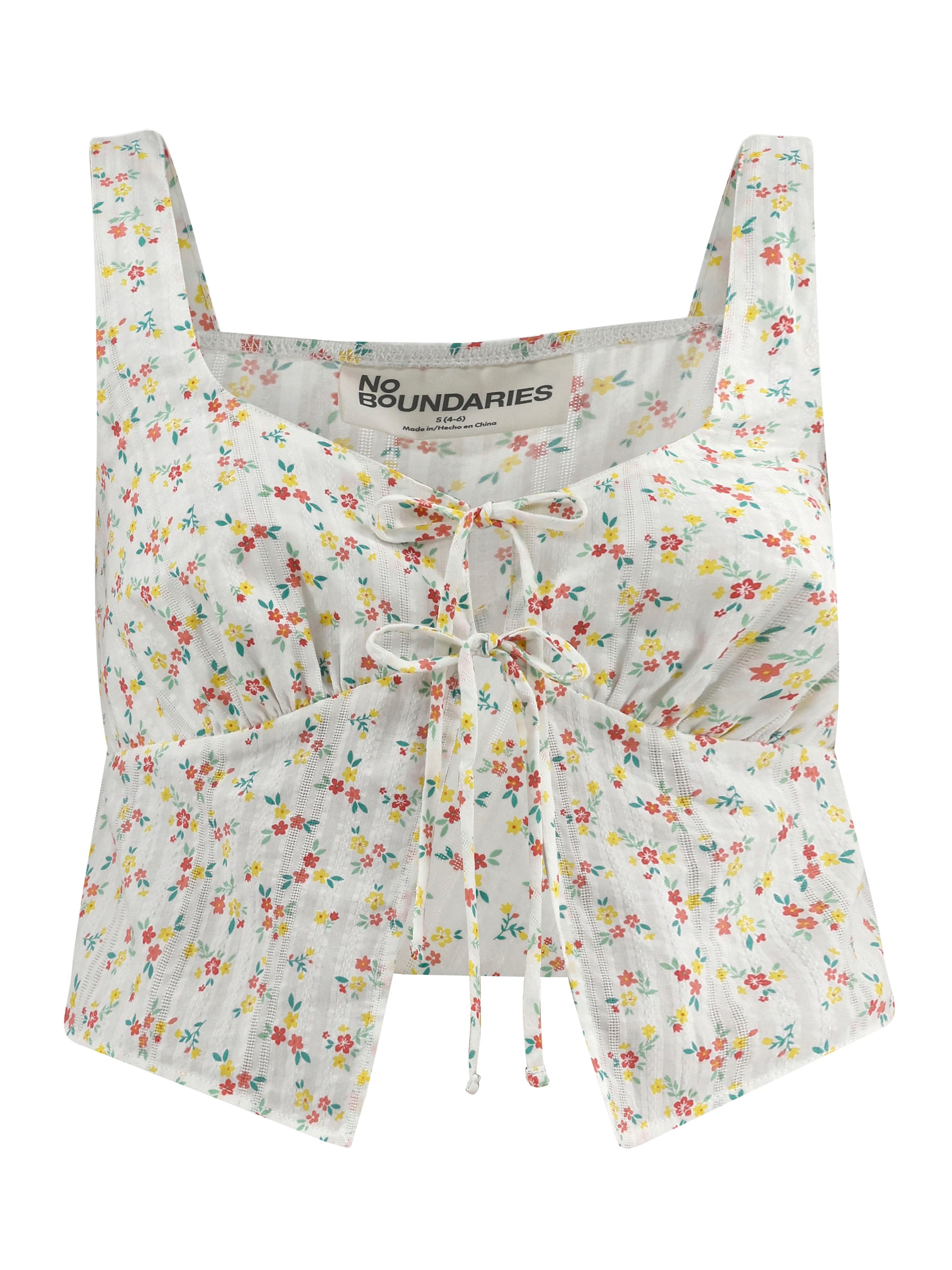 No Boundaries Tie-Front Woven Cotton Top, Women's