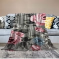 thumbnail image 2 of JEUXUS Floral Throw Blankets: Soft Plush Grey White Pink Rose Floral Accent for Sofa Couch Chair Bed or Dorm, 2 of 6
