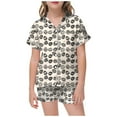 thumbnail image 1 of MIASHUI Garçon Fille Ensemble de Pyjama 2 Pcs à Boutons pour Enfants, Imprimé de Pâques, Beige, 12-13 Ans, 1 of 5