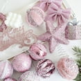 thumbnail image 5 of Shatterproof Pink Pearl Ornaments:  Hanging Christmas Balls, 80mm/3in Plastic Decor for Tree and Holiday Parties, 5 of 6