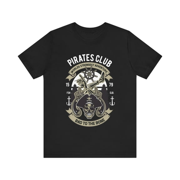 Funny Amputee Shirt, Pirate Club Bad to the bone V1, Crew Neck T-Shirt