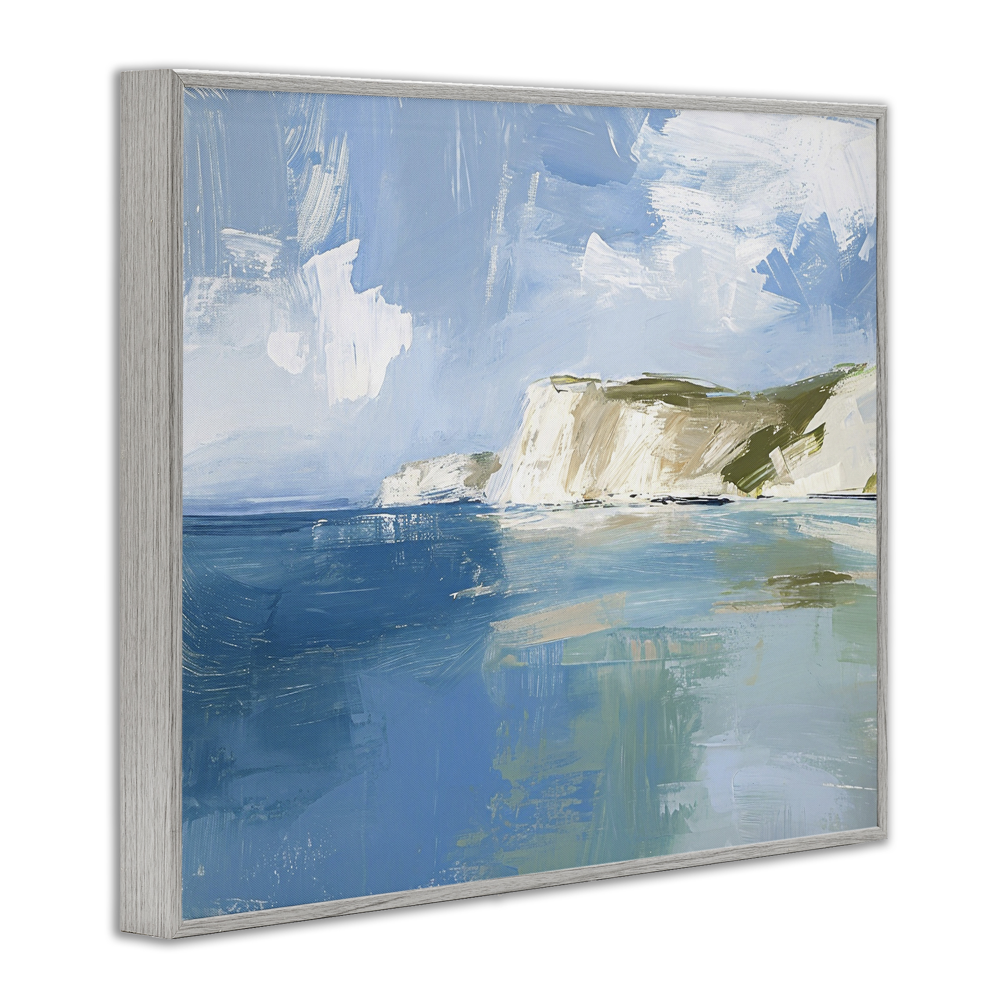 Stupell Industries Coastal Wilderness Shore Coastal Painting Gray Framed Art Print Wall Art, 20 x 16