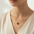 thumbnail image 3 of Gold Heart Necklace for Women, 14K Gold Plated Red Carnelian Heart Pendant Necklace, 18.1+2.7 in Adjustable Chain, Valentine’s Day Jewelry Gift, 3 of 4