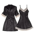 thumbnail image 2 of Teissuly Women's Satins Silk Lace Nightwear Dress Robe Two-Piece Pajamas Sets Homewear, 2 of 3
