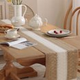 thumbnail image 4 of Camino de mesa rústico de 72 pulgadas de largo con borlas para decoración del hogar, estilo granja, de arpillera de macramé color crema y marrón, decoración de mesa otoñal para sala de estar,, 4 of 5
