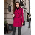 thumbnail image 4 of Heting Women's Double-Breasted Trench Coat, Mid-Length Windproof Belted Overcoat with Water-Resistant Fabric for Travel & Office Red(hood) X-Large, 4 of 9