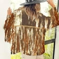 thumbnail image 6 of Tiweut Jackets for Womens Fringe Disco Theme Fashion Sequins Tassel Long Sleeve Party Gown Outwear Tops Gold,One Size, 6 of 6