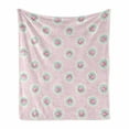 thumbnail image 1 of Shabby Flora Soft Flannel Fleece Blanket, Retro Style Polka Dotted Backdrop and Floral Motifs Roses Cottage, Cozy Plush for Indoor and Outdoor Use, 50" x 70", Baby Pink White Seafoam, by Ambesonne, 1 of 6