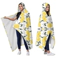 thumbnail image 2 of Wearable Blanket,Yellow Lemon Fruit Leaves White Pattern Hooded Wearable Sherpa Blanket for Adults & Teens,Winter Poncho Shawl Wrap Cape Thick Warm,60"x80", 2 of 5