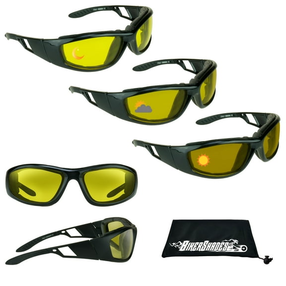 Bikershades Motorcycle Transitional Foam Padded Night Riding Photochromic Lenses and Foam Sunglasses