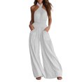 thumbnail image 2 of Aimik Womens Backless Jumpsuits Sleeveless Halter Ruched Waist Wide Leg Jumpsuits Summer Vacation Trendy One Piece Jumpsuit for Women, 2 of 6