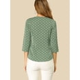 thumbnail image 5 of DARING DIVA Women's V Neck Polka Dots 3/4 Sleeve Casual Button Blouse XXL Olive Green, 5 of 6