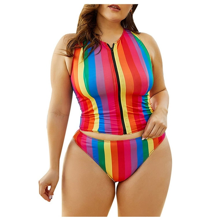 Women Sexy Boho Print Tankini Set Two Piece Swimsuit Plus Size Swimwear  Womens Plus Size Swimsuits Multicolor XXL 