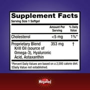 Omega-3 Krill Oil and Joint Supplement - Megared Joint Care 60 softgels - EPA/DHA fatty acids, Antioxidants, Hyaluronic acid, No fishy burp aftertaste as with Fish Oil