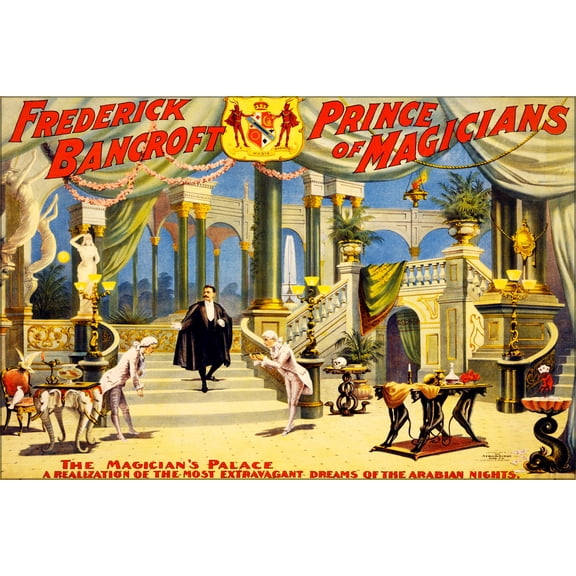 24"x36" Gallery Poster, Frederick Bancroft prince of magicians 1895 magic p1