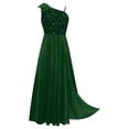 thumbnail image 3 of vastwit Wedding Junior Bridesmaid Dress One Shoulder Bow Sequin Velvet Sleeveless Slit Maxi Flower Girl Dress Dark Green 14, 3 of 7