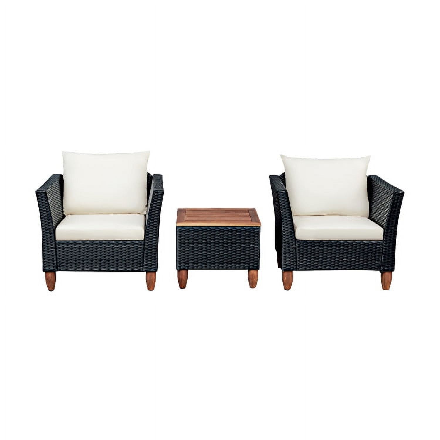 Aimee Lii 3 Pieces Outdoor Patio Rattan Furniture Set with Coffee Table, Modern Patio Furniture, White