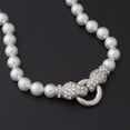 thumbnail image 5 of 18 Inch Glass Pearl Necklace with Crystal Snake Magnetic Clasp - Elegant Wedding Jewelry Necklace, 5 of 7