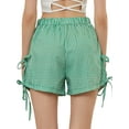thumbnail image 4 of Women Y2k Bow Tie Shorts Side Split Lace Up Shorts Plaid Lounge Shorts Wide Leg Pajama Shorts, 4 of 8