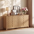 thumbnail image 5 of AFO 59" Fluted Sideboard Buffet Cabinet with Storage, Modern Wood Buffet Table with 4 3D-Checkerboard Doors & Adjustable Shelves, Mid-Century Bar Cabinet for Kitchen Living Room, Natural Wood, 5 of 9