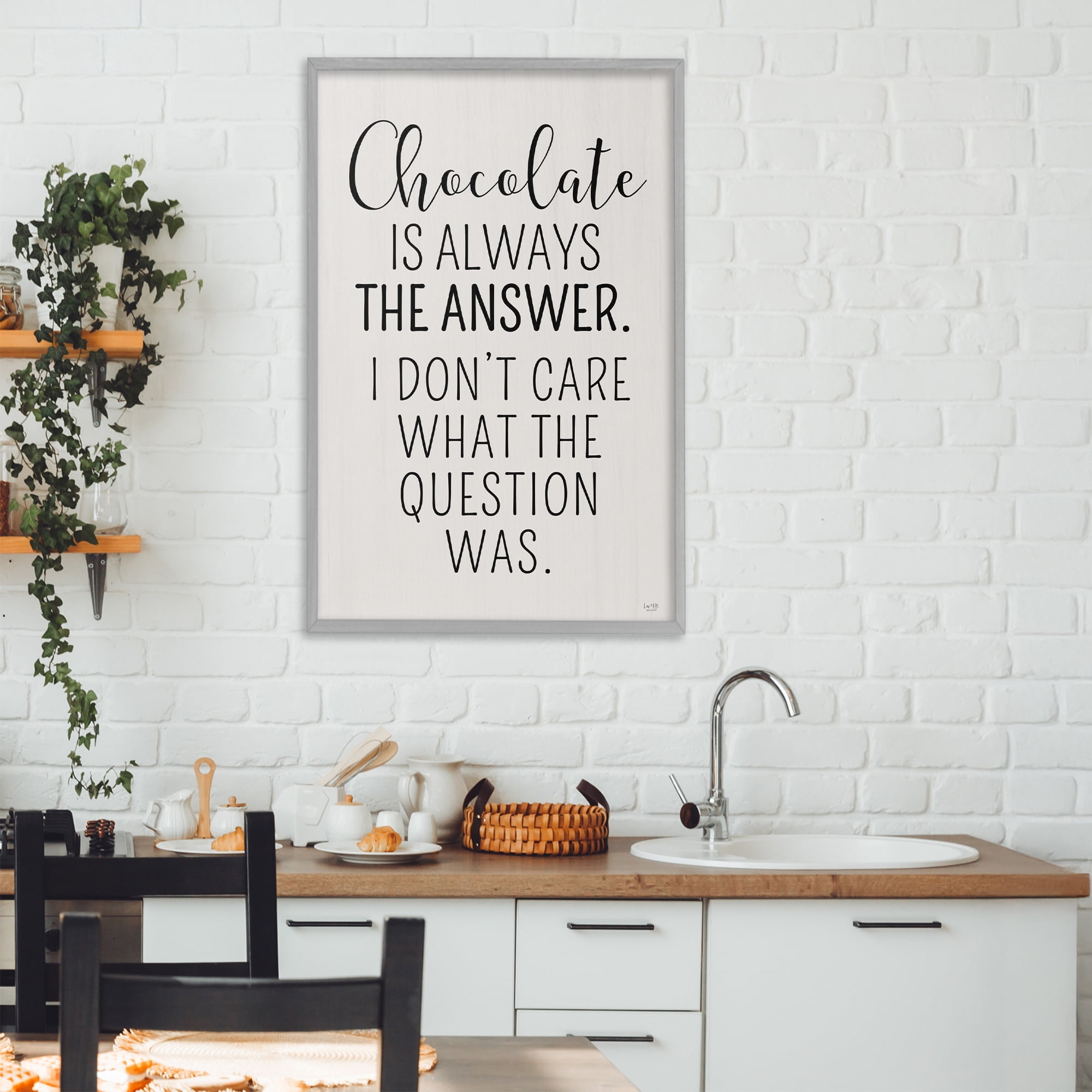 Stupell Industries Chocolate Is Always The Answer Gray Framed Giclee Art, design by Lux + Me Designs