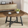 thumbnail image 2 of Yeshouse Mesa de centro redonda de 91 cm (36"), mesa auxiliar grande de color negro con patas ajustables, patas reforzadas y acabado en imitación madera, fácil de montar. Ideal para la sala de estar, 2 of 6