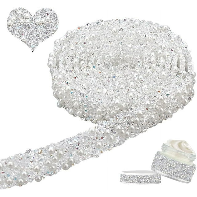 Cinta de diamantes de imitación AB transparente de 4 yardas, 0,6 pulgadas de ancho, autoadhesiva, con cuentas de resina, para decoración de bodas, vestidos de novia, zapatos y teléfonos.