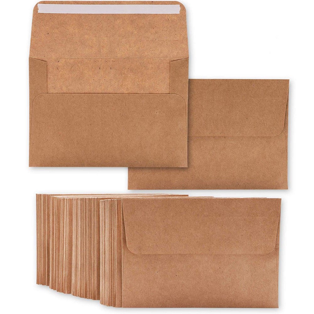 50Count Kraft A7 Invitation Envelopes Bulk Set for 5 X 7 inch Wedding