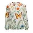 thumbnail image 7 of Watercolor Wildflowers Women's Floral Printed Sweatshirt Long Sleeve Crewneck Casual Loose Vintage Graphic Pullover Tops, 7 of 7
