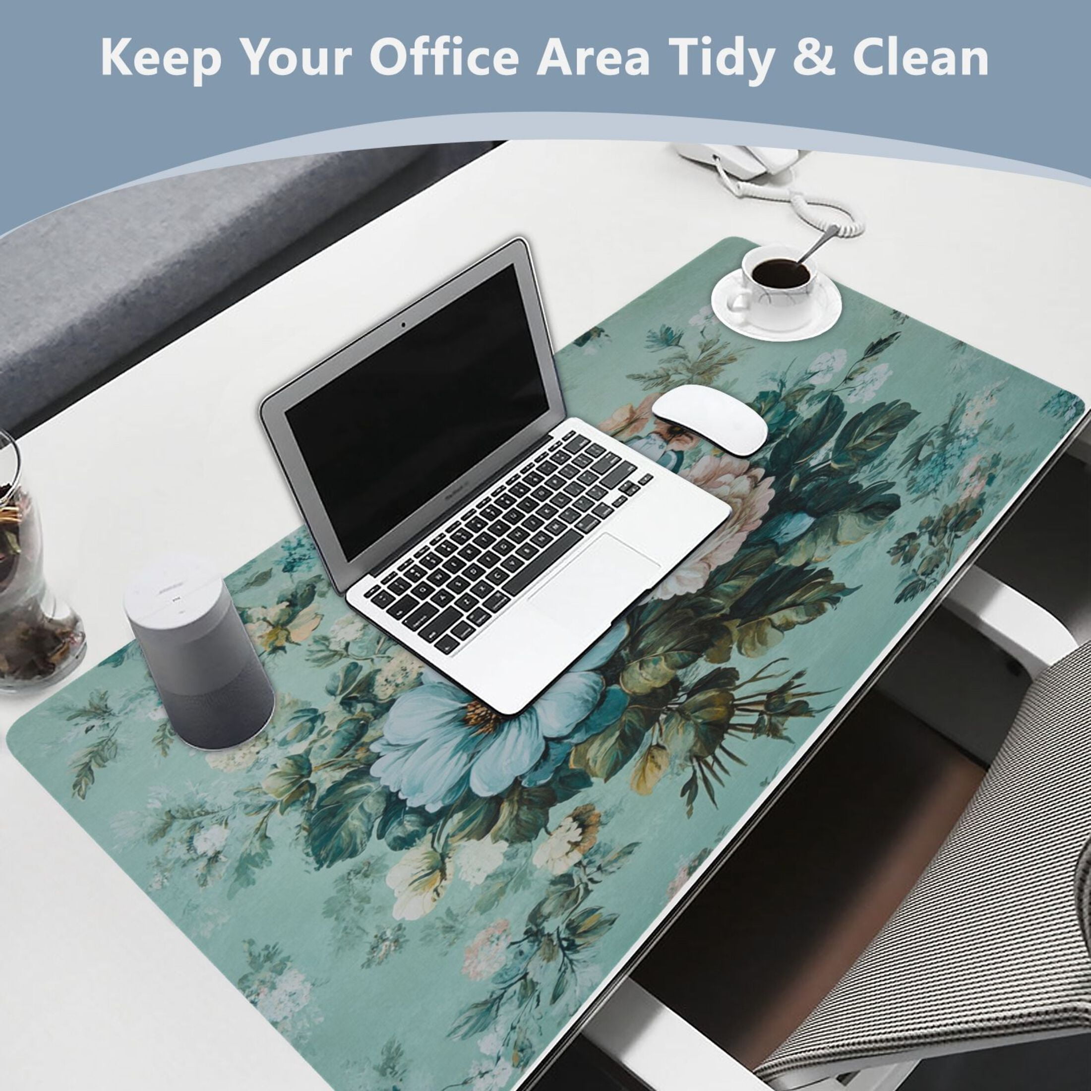 Wobogo Shabby Chic Bouquet Gaming Mouse Pad Non-slip Leather Desk Mat Water Resist Keyboard Pad for Gamer Office 16.5×35.4in