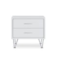 thumbnail image 3 of Rectangular Night Table With 2 Drawers In White, Metal Legs 2 Accent Wooden,, 3 of 4