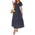 thumbnail image 1 of Vestido PRETTYGARDEN Boho Maxi Floral Cuello en V Manga Corta XL, 1 of 8