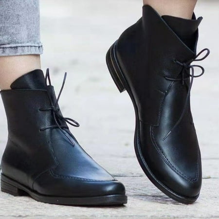 

Hueook Platform Boots Fashion Women Shoe Bow Sequin Solid Color Platform Casual Ladies Shoes Black Shoes Women